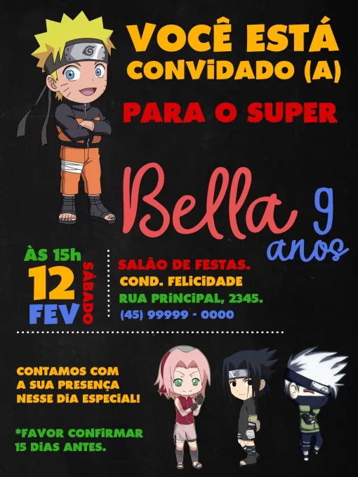 Convite Naruto Modelo 03