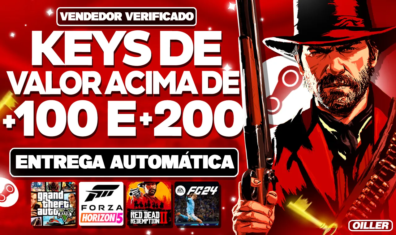 Keys Steam de jogos acima de R$200,00 e R$100,00