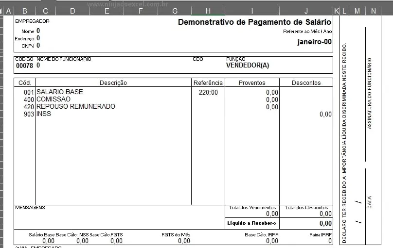 Modelo Contra Cheque