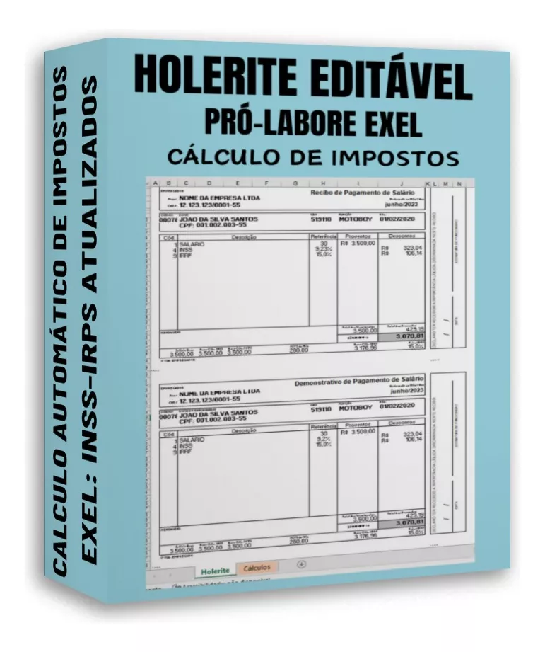 Modelo Holerite Editável Pró-labore Inss Irrf Atualizados