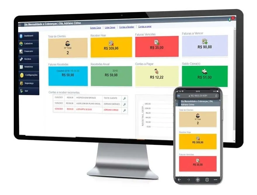 Sistema De Cobranças, Mensalidade Envia Email , Sms E Zap