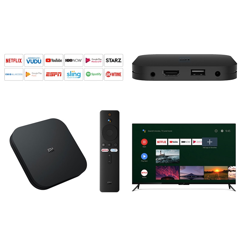 Original Xiaomi Mi TV Box S 4K Android 8.1 HDR 2G 8G WiFi BT4.2 Google Cast Netflix Smart TV Box Media Player Global Version